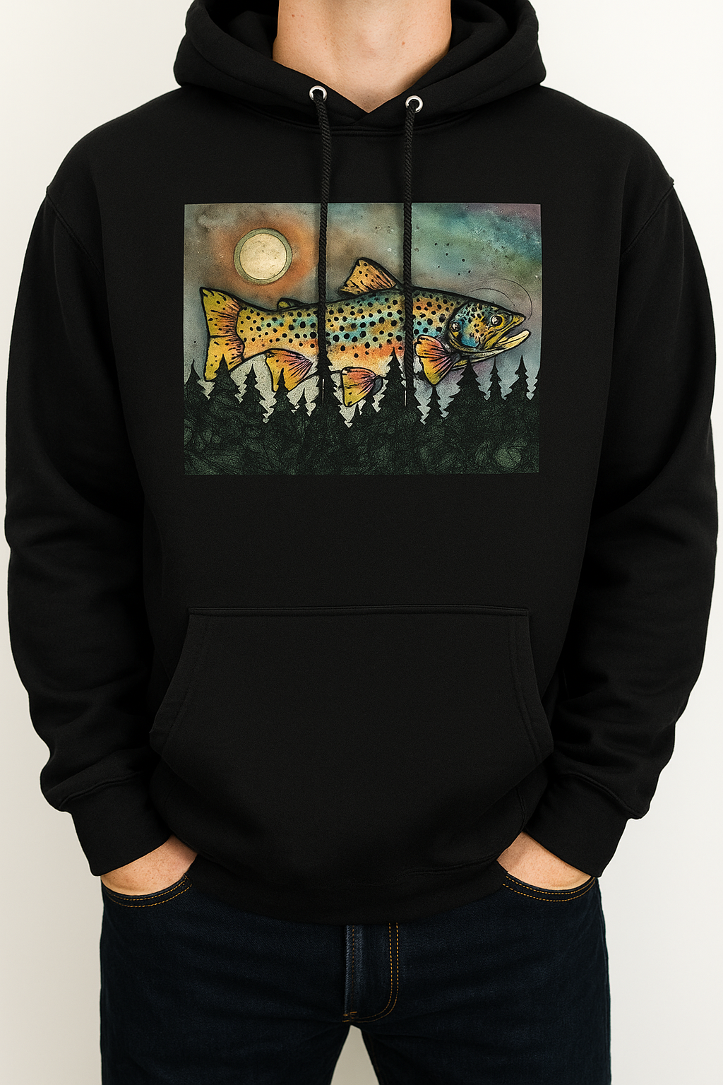 BROWN, MOON, MOUNTAIN-HEAVY WEIGHT HOODIE