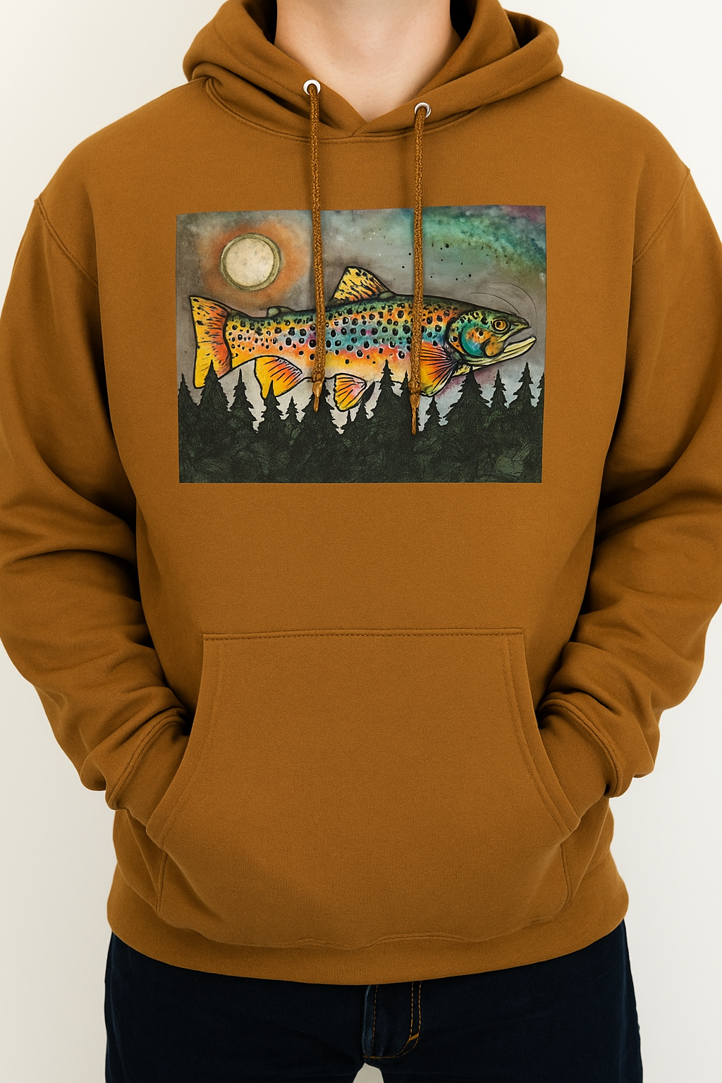 BROWN, MOON, MOUNTAIN-HEAVY WEIGHT HOODIE
