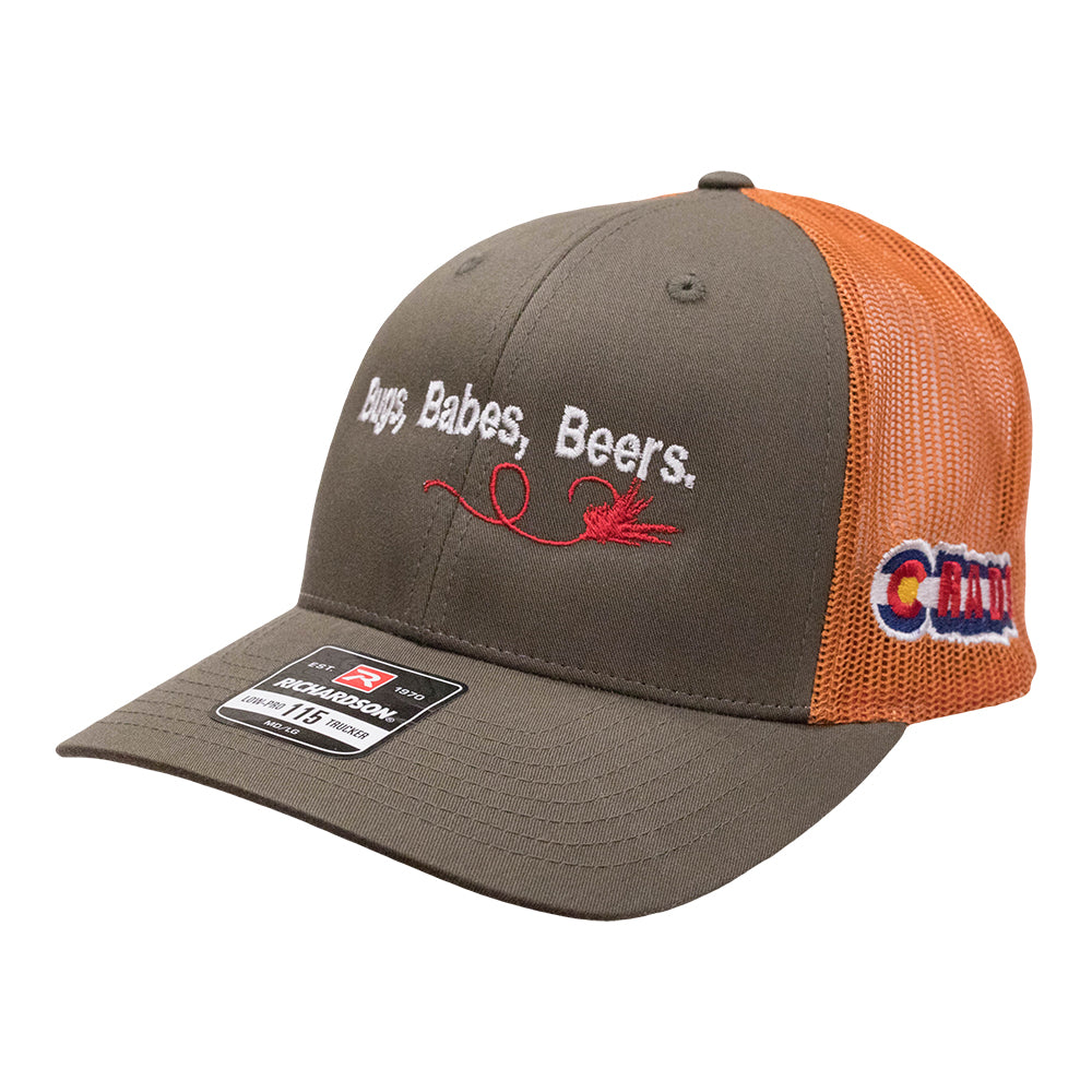 COLORADO FLY FISHING TROUT HAT BUGS BABES BEERS - LO PRO TRUCKER