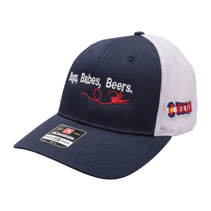 COLORADO FLY FISHING TROUT HAT BUGS BABES BEERS - LO PRO TRUCKER