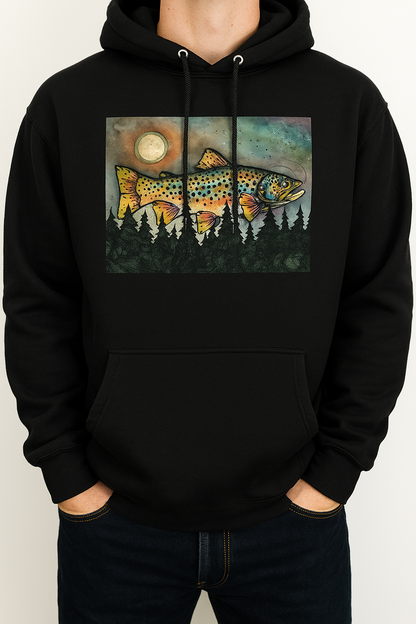 BROWN, MOON, MOUNTAIN-HEAVY WEIGHT HOODIE